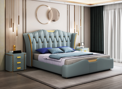 Bett Betten Doppel Hotel Luxus Edelstahl Moderne Designer Schlafzimmer